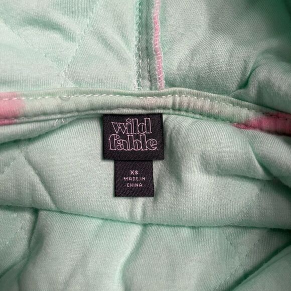 Wild Fable Fun women’s Hooded Quilted Jacket Mint Green Floral Size XS NWT - Picture 3 of 8